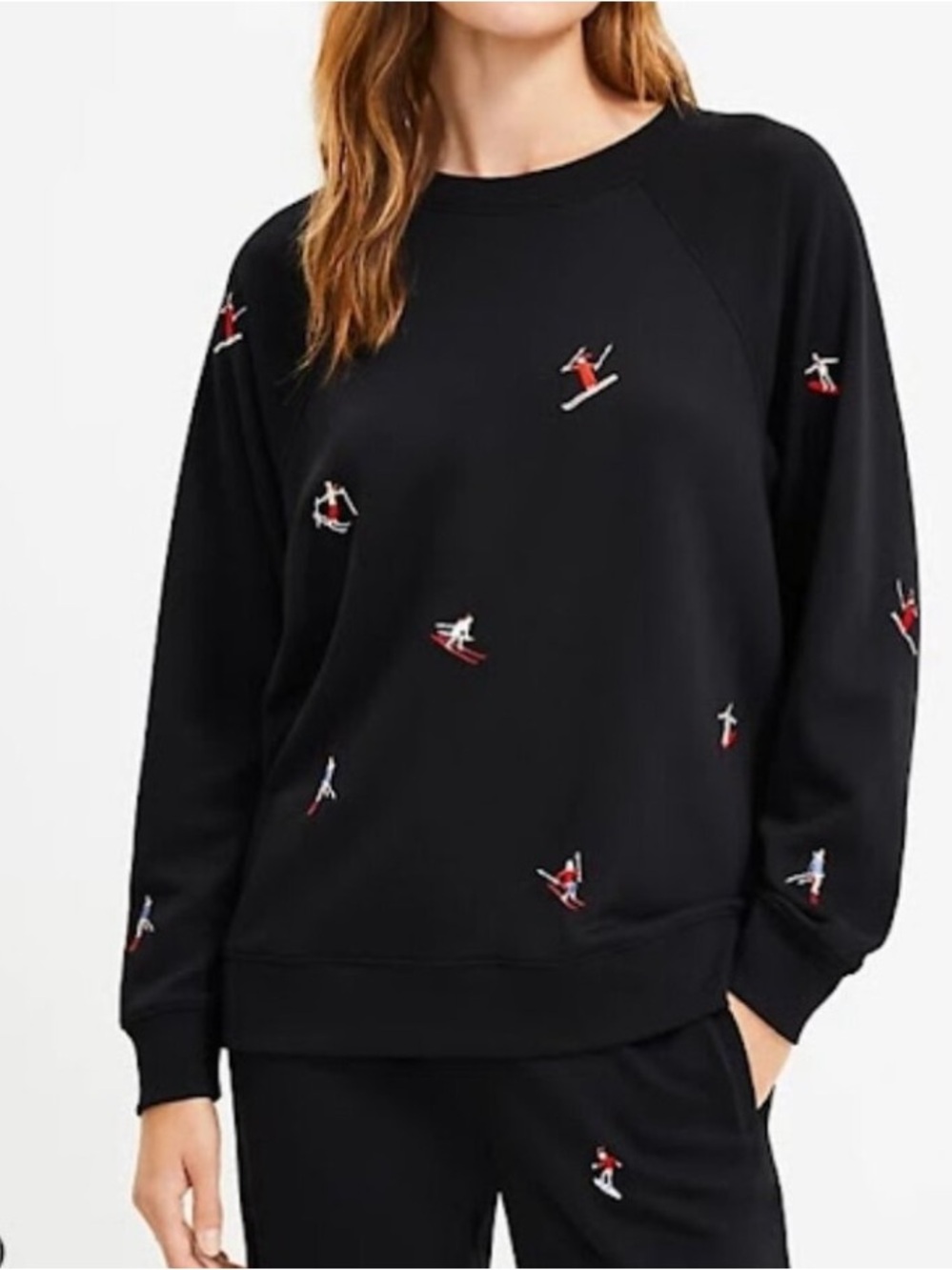 Lou & Grey Ski Cozy Cotton Sweatshirt. Black. Size XS. Slightly oversized.